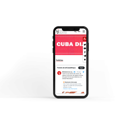 Sitio Web creado por Lombao SURL a solicitud del Ministerio de Justicia de la República de Cuba, MINJUS, con el objetivo de rediseñar funcionalidades, de cara a la comunicación y a los servicios que presta el Ministerio y a su integración posterior con el Gobierno Electrónico
